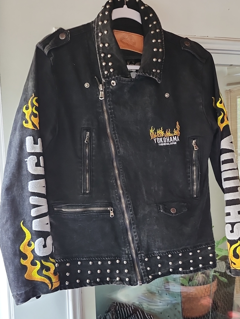 Iro Ochi Black Savage Youth Studded Skeleton " Pre Loved" Jacket. Authentic